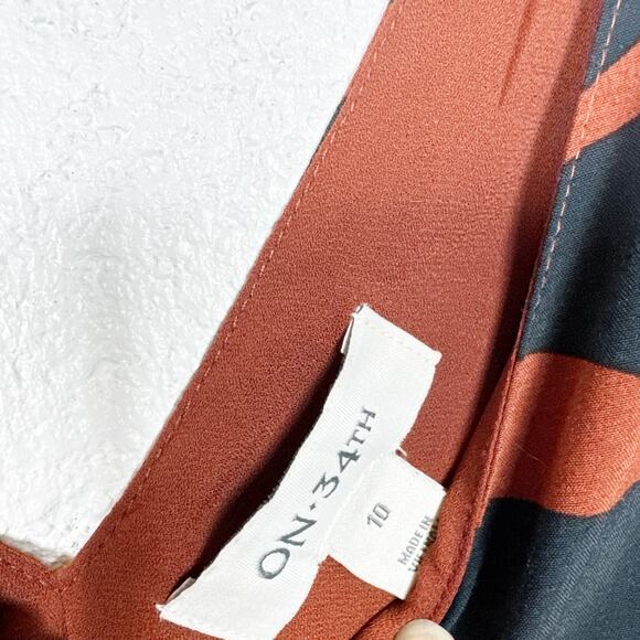 On‎ 34th Sleeveless Maxi Dress Womens Size 10 Brown Black Leaf Print V Neck - Picture 3 of 6